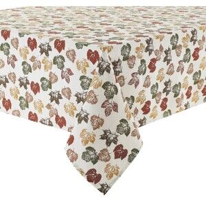 Printed Fabric Tablecloth,60"x84"Oblong(6-8 people)FALL,STAMPED AUTUMN LEAVES,LP